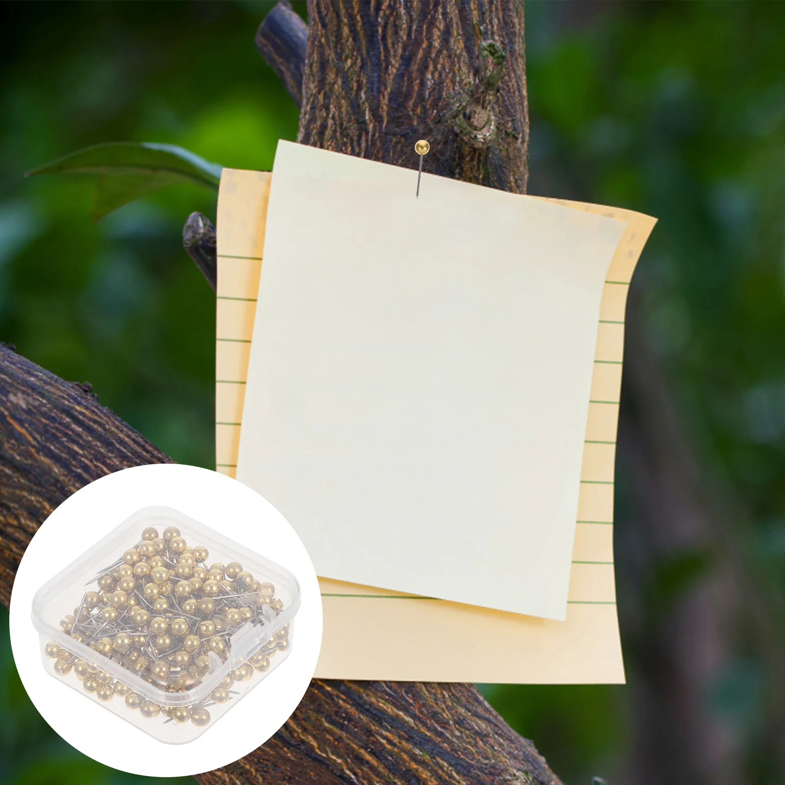 

200 Pcs Ball Head Golden Earth Push Pin Office Plastic Hanging Posters Thumb Tack