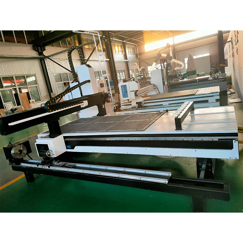 4 Axis 1325 4*8Ft Cnc Router Atc Automatic 3D Wood Carving Mdf Kitchen Cabinet Door Making Machines With Rotary Axis *8Ft