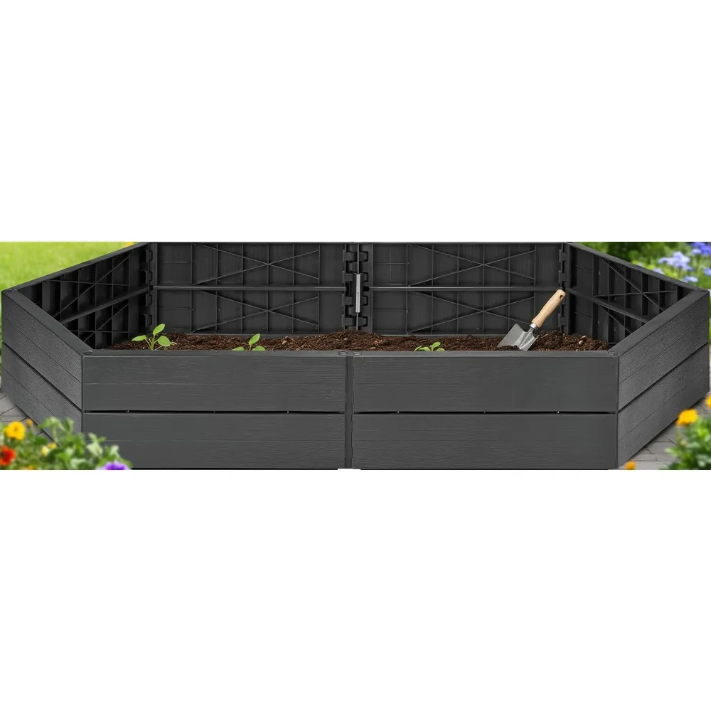 

Hexagon Raised Garden Bed, Stackable Planter Box for Outdoor Plants, Easy No-Tools Assembly, 3ft Modern Design