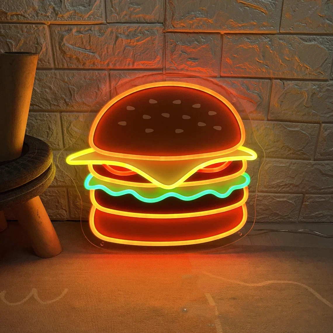 

Hamburger Neon Sign Custom Food Neon Sign Burger Neon Sign Home Wall Decor Coffee Shop Restaurant Decor Fast Food Neon Art