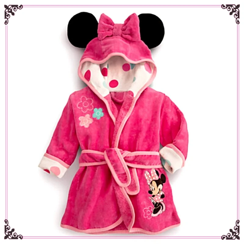 ديزني ميني الجديدة للخريف والشتاء للأطفال - بيجامة من الفلانيل الدافئة تحت عنوان للفتيات مع رداء نوم على شكل حيوانات #3