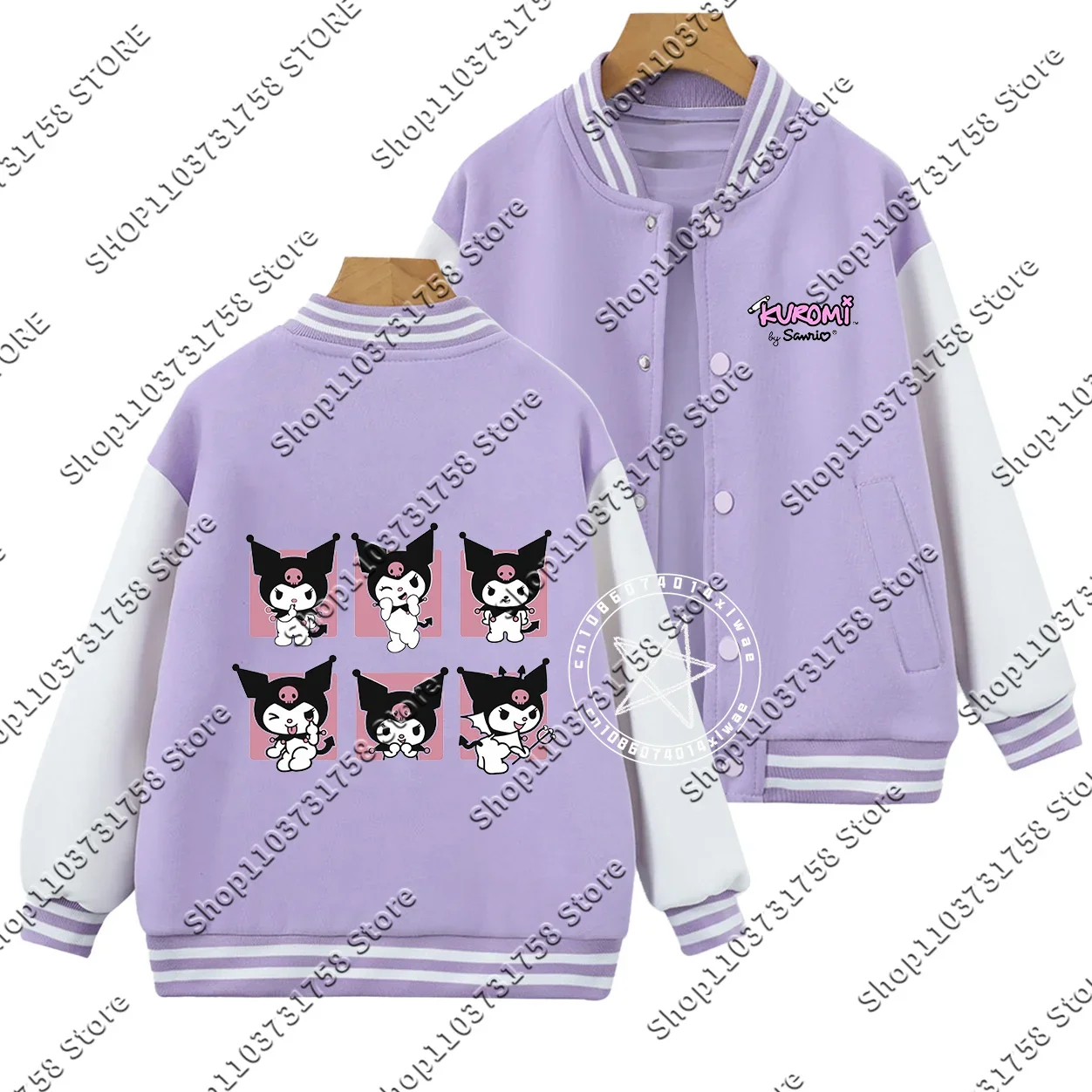 Sanrio Spring Autumn Cartoon Kuromi Baseball Uniform Anime Cinnamoroll Jacket Children Cute  Winter Coat Kids Baseball Jersey