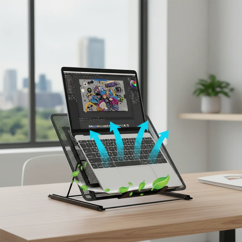 Adjustable Laptop Stand for Heat Dissipation, Foldable Bracket with Six Gears, Portable Tablet Holder for Office and Home
