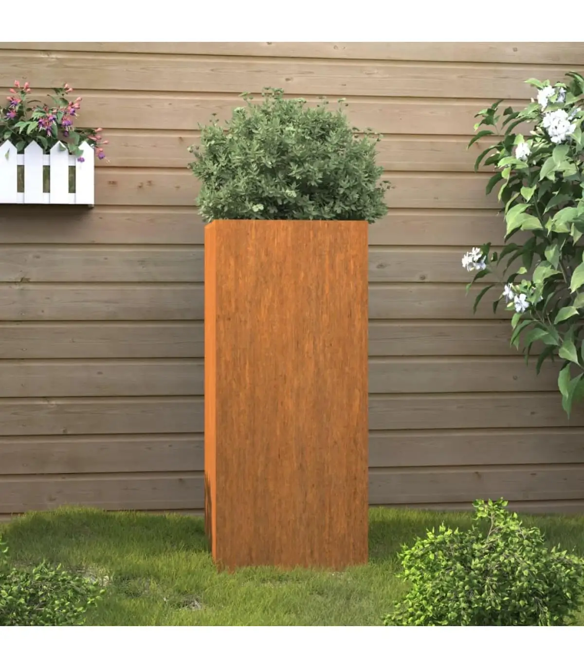 Flower pots and planters garden steel corten Gray 32x27,5x75 cm