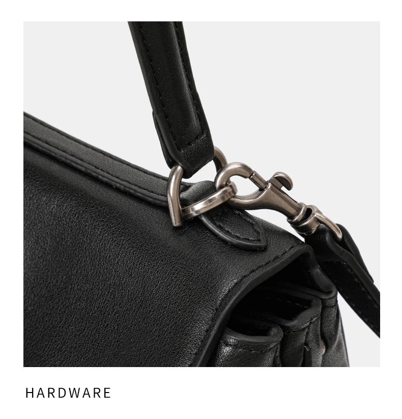 Echte Rindsleder-Handtasche für Damen, Einzel-Schulter-Umhängetasche mit Klappe und Knopf, Geräumige Hobo-Tasche – Detail 16