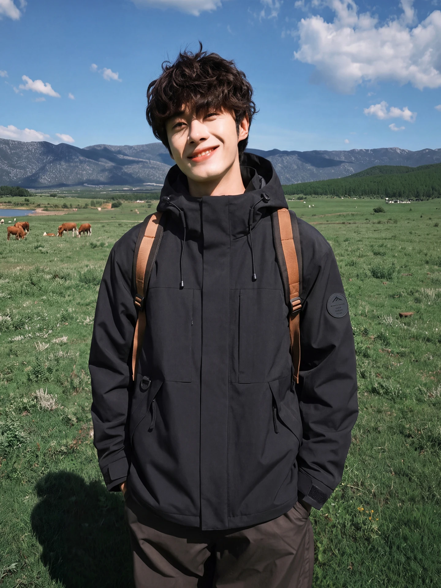 Men's Outdoor Windproof Fleece Lined Three-in-One Hooded Jacket Cycling Climbing Sporty Casual Loose Fit Autumn Winter