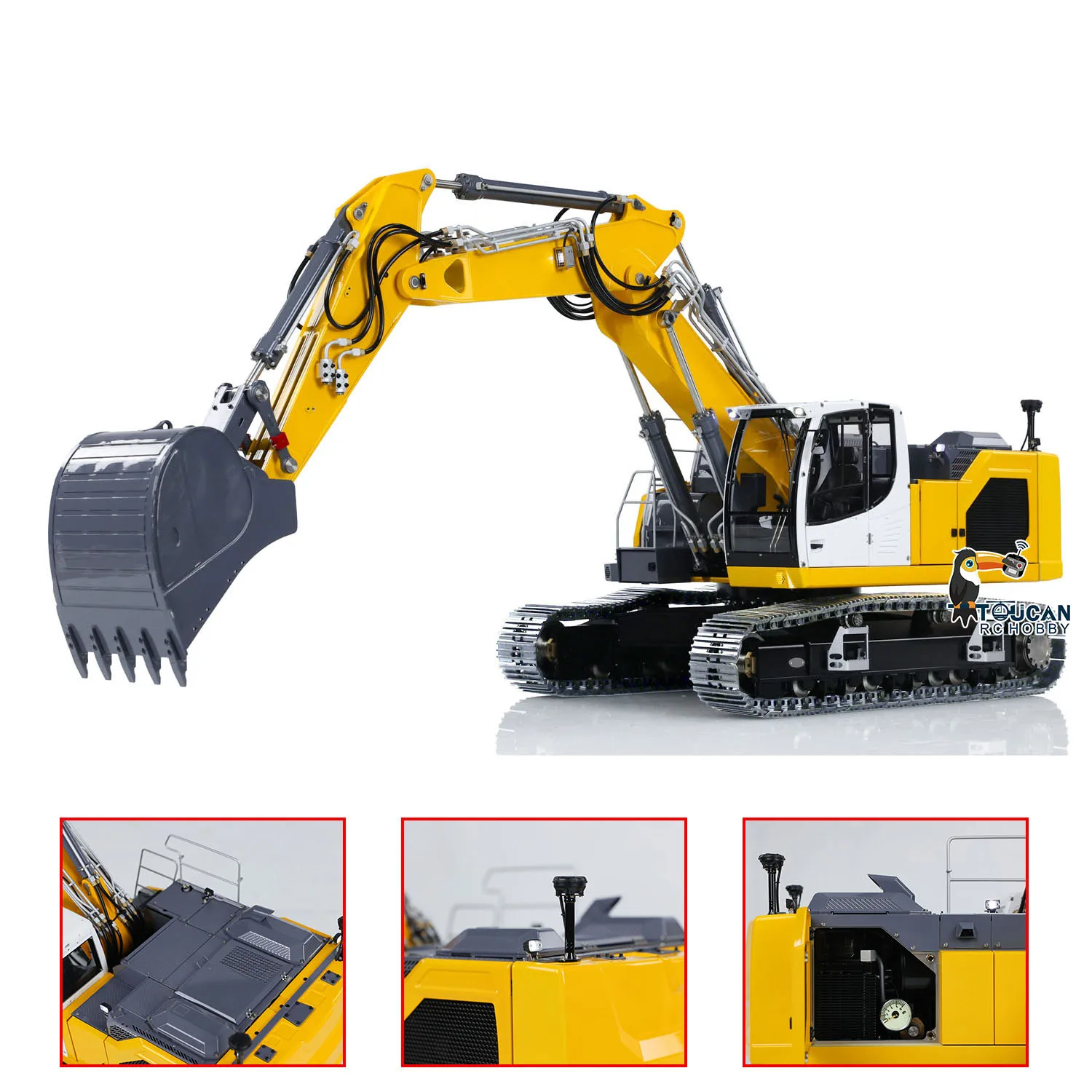 Toys 1/14 LESU Metal Aoue-LR945 RC Hydraulic Digger 3-arm Excavator Model Painted Finished Heavy Machine Light Car Truck Vehicle