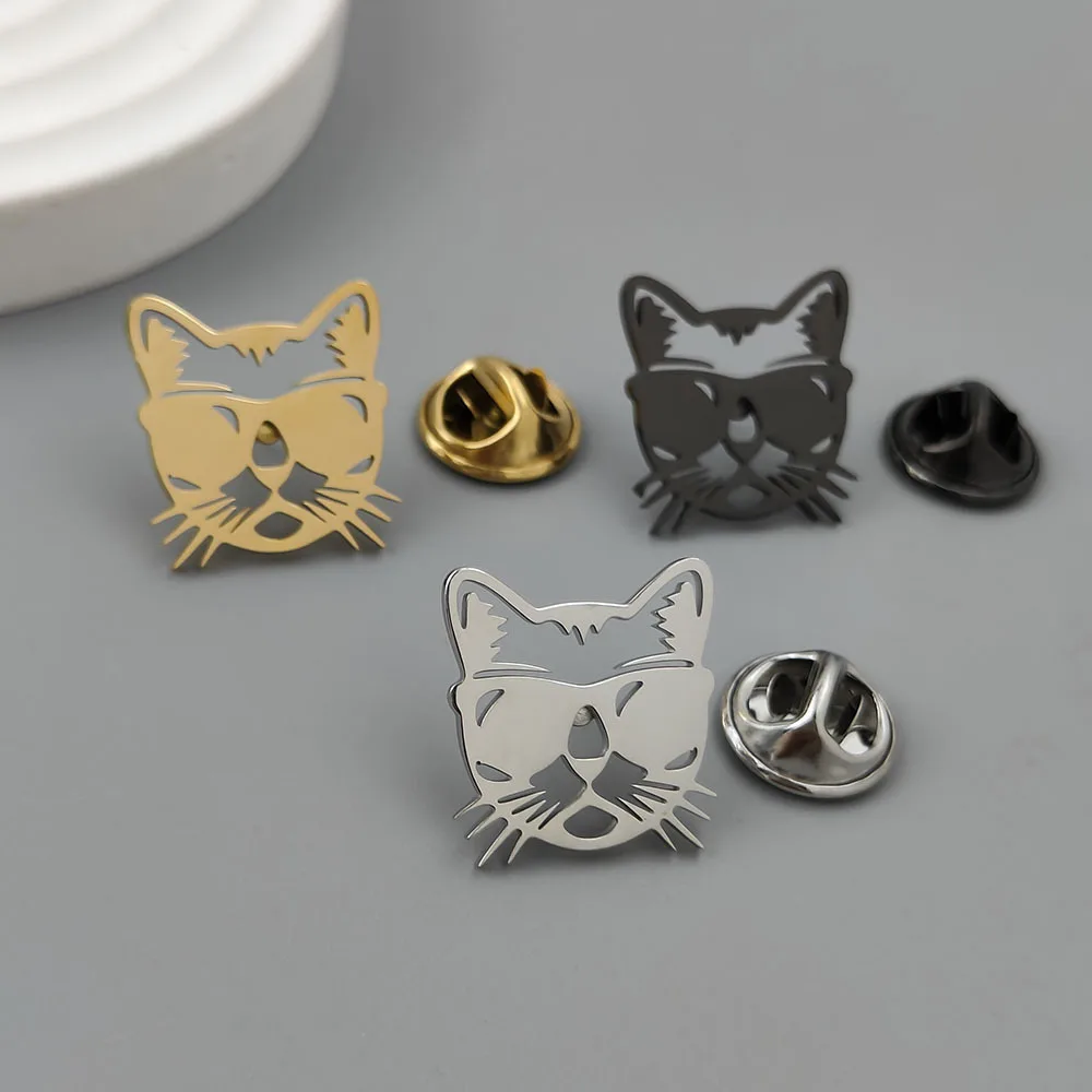 Hollow Cat Stainless Steel Cufflinks Available in Gold, Silver, and Black Colors Men's Business Dress Shirt Sleeve Nails