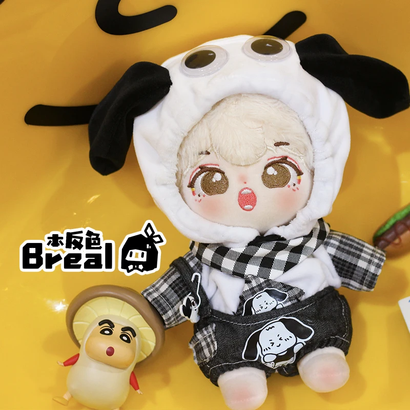 20cm Doll Clothes Cool Handsome Fashion Puppy Hat jumpsuit Strap Pants Outfit  Stuffed Plushie Plush Doll Accessories Anime Toy