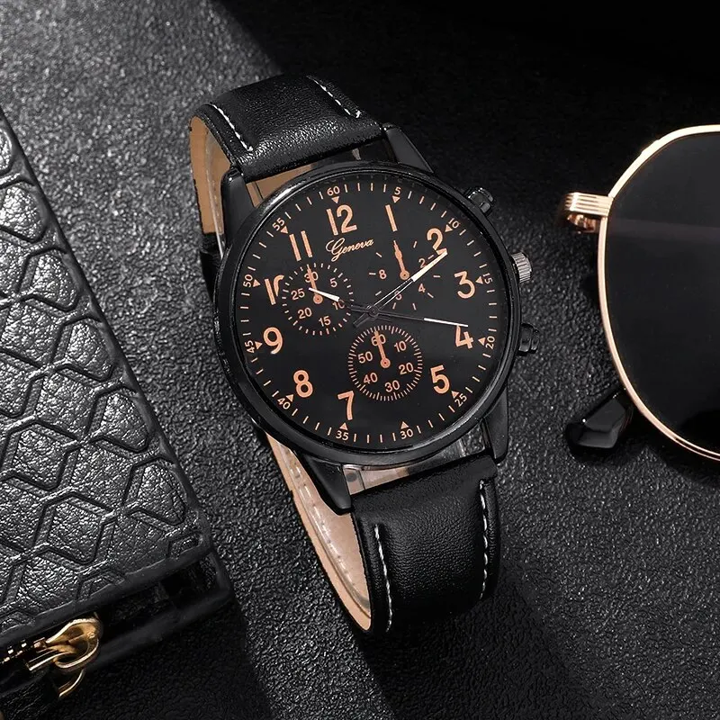 New Fashion Mens Sports Watches Man Business Quartz Wristwatch Luxury Vintage Leather Belt Bracelet Men Casual Clock Watch