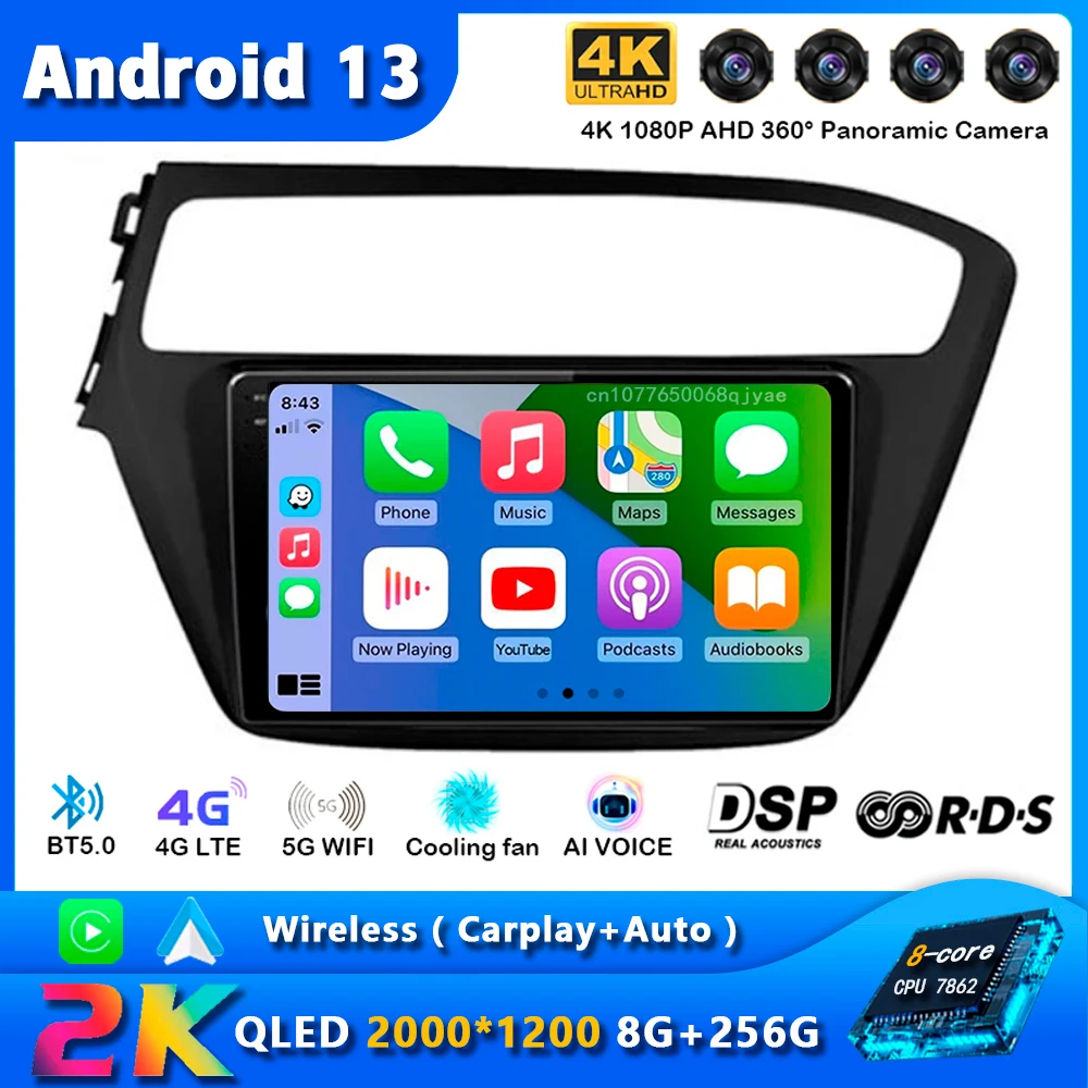 

Android13 Car Radio For Hyundai I20 2018 2019 Navigation GPS Multimedia Video Player Stereo wireless Carplay Auto WIFI+4G DSP BT