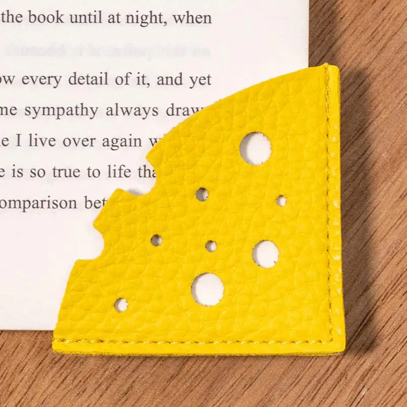 Leather Triangle Bookmark for Library, Corner Book Marker, Reading Assistant Tool, Smooth Page Markers, Cheese Design
