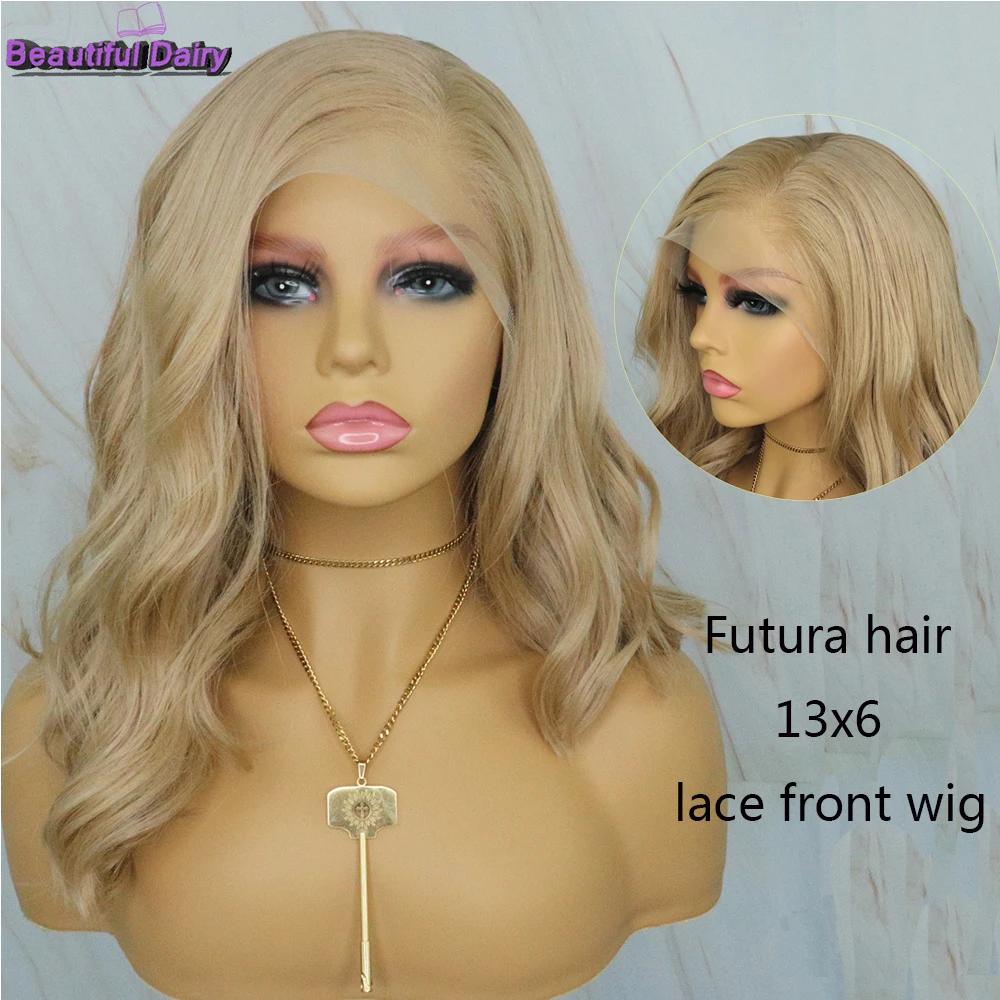 

Beautiful Diary 13x6 Synthetic Lace Front Wig Short Bob Wig Wavy Gluesless Lace Front Wig Futura Hair Blonde Wigs For Women