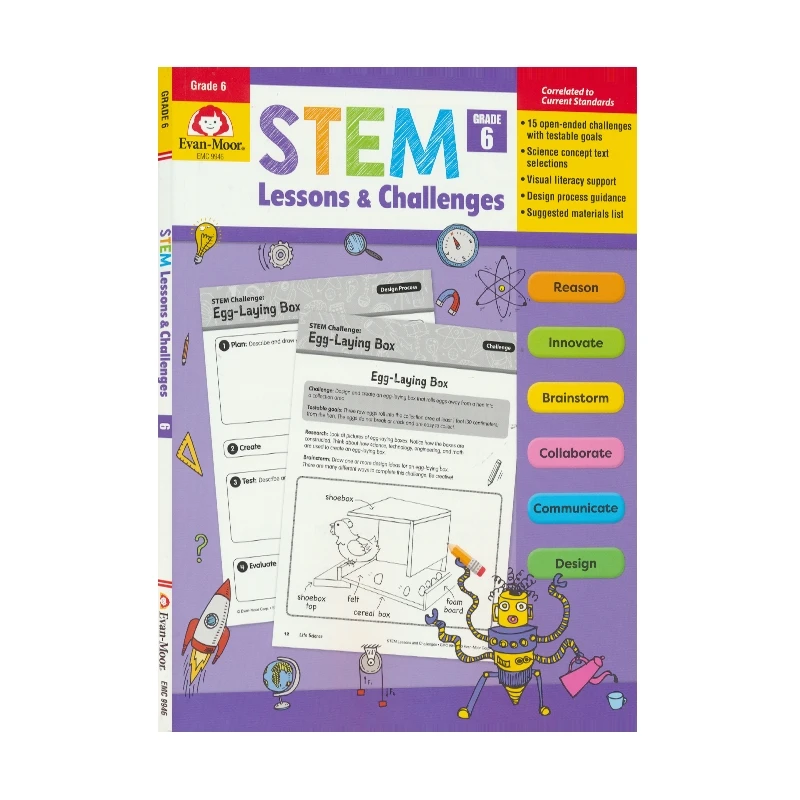 

Evan-Moor Stem Lessons and Challenges, Grade 6 Workbook,aged 9 10 11 12, English book 9781629388663