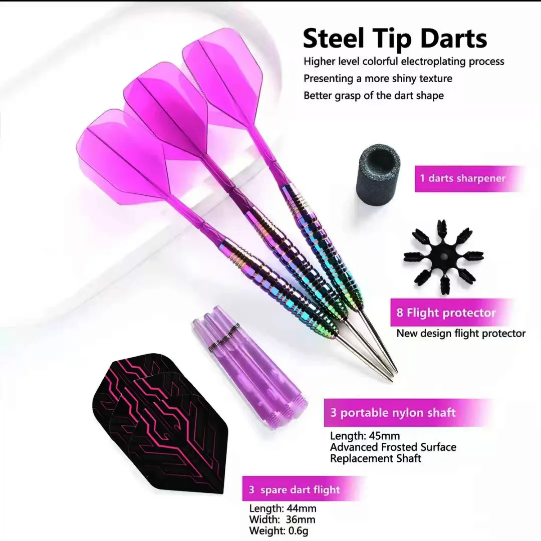 

Steel Tip Darts Set,3 Pack Professional Steel Tip Dart Set 22g Darts Set with Dart Flights and Dart Shafts and Accessories