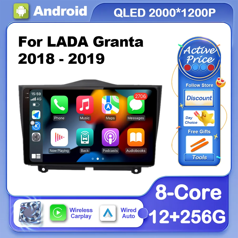 9 inch for LADA Granta 2018 - 2019 Car Video Multimedia Player Android Intelligent System GPS Navi WiFi+4G DSP Stereo Auto Radio