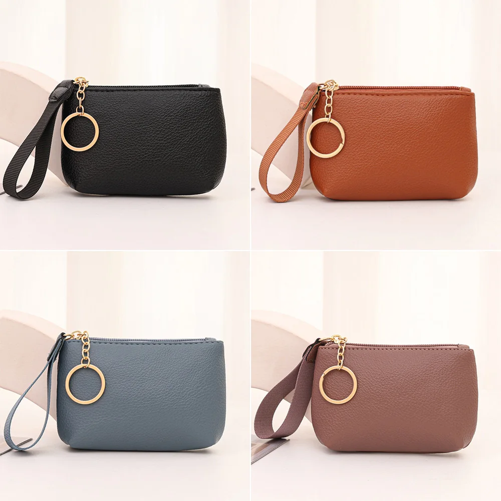 새로운 다기능 지갑 PU 가죽 단색 클러치 백 지퍼 파우치