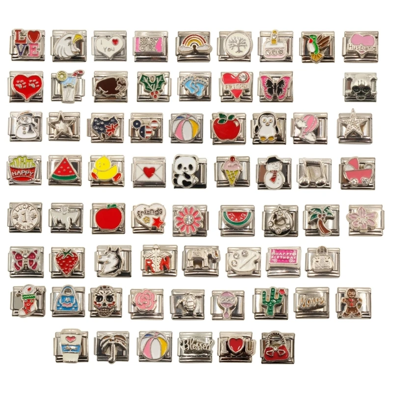 Stainless Steel Handchain Link Italian Charm Bracelet DIY Supplies Square Module