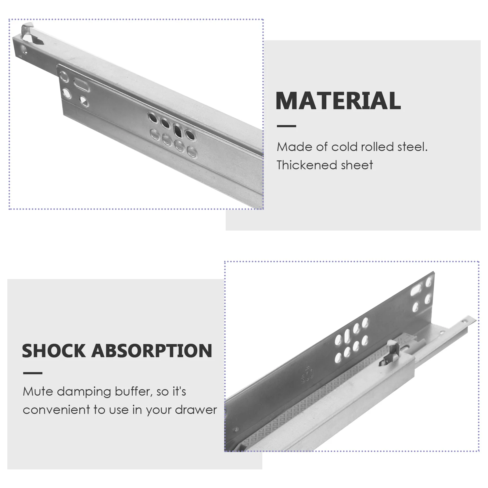 

2Pcs Silent Buffer Drawer Slide Rails TwoSection HeavyDuty ColdRolled Steel Durable RustResistant EasyToInstall Cabinet Slideway