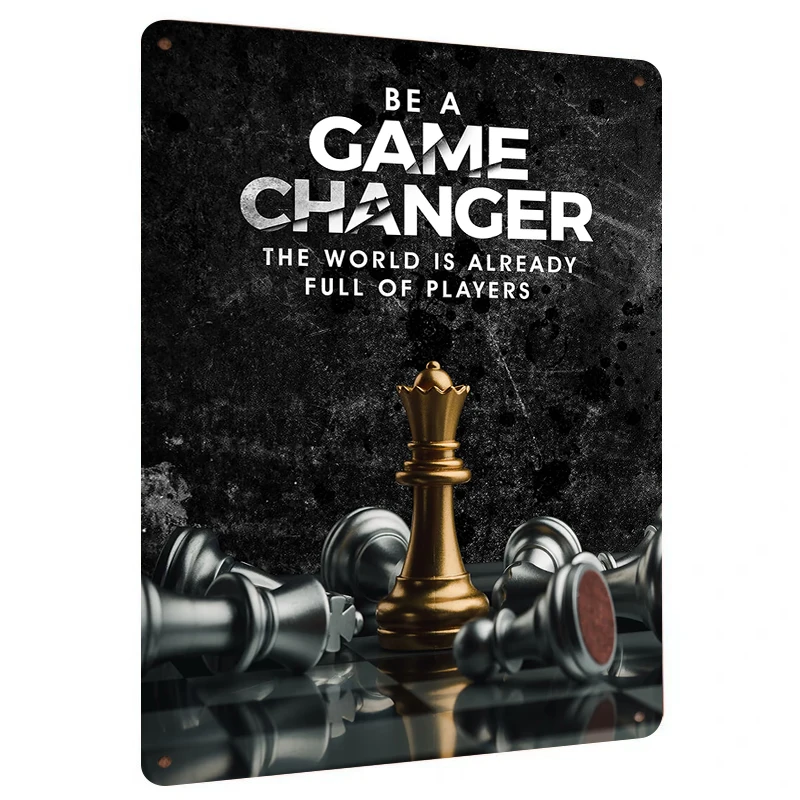 Inspirational Metal Tin Sign Chess King Design Home Office Decorative Wall Art Housewarming Gift
