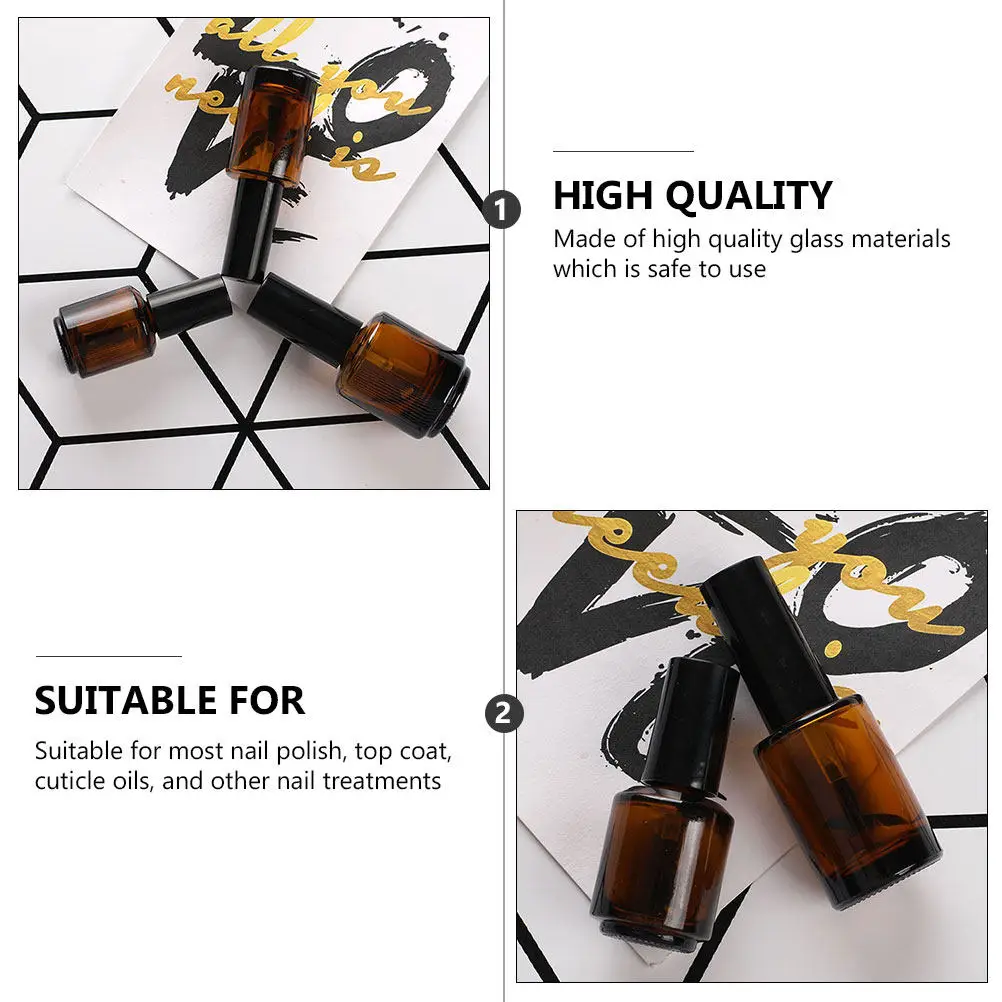 15Pcs 7Ml High Quality Glass Empty Nail Polish Bottles Cylindrical Refillable Vials with Brush for DIY Nail Color Mixing Cuticle