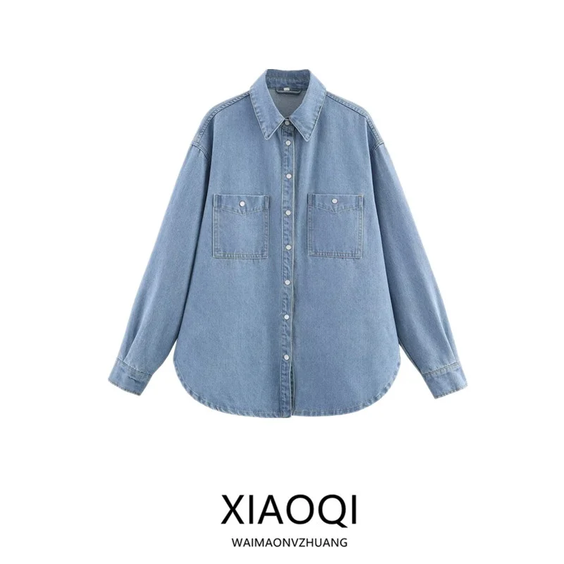 

Loose Long Sve Collared Denim irt Women's Faion Autumn New Arrival Loose Fit Classic Sle Casual irt for Ladies