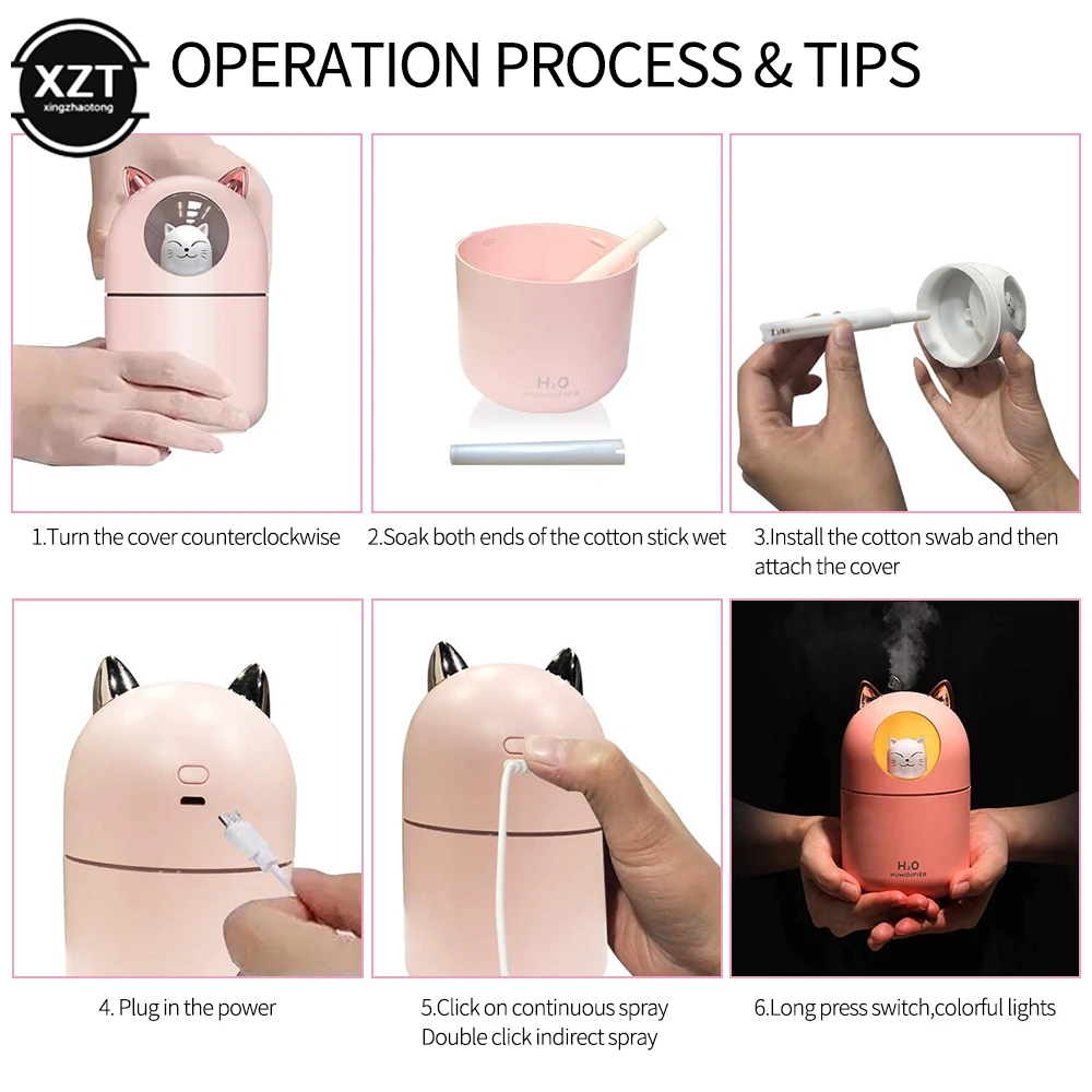 Pelembap Hewan Peliharaan Lucu Baru dengan Semprotan Lampu Malam Bisu Kamar Tidur Rumah Mini Pembersih Udara Aromaterapi
