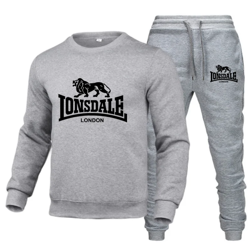 Lion Animal Print Round neck Sportwear+Pants Suit Long Sleeve Pullover Men\'s Sportswear Tracksuit Outfit Two Piece Jogging Set