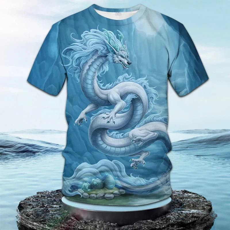 Fashionable and Lnteresting Dragon  Pictures For Men's T-Shirts Trend Digital Printing Casual Round Neck Short Sleeved