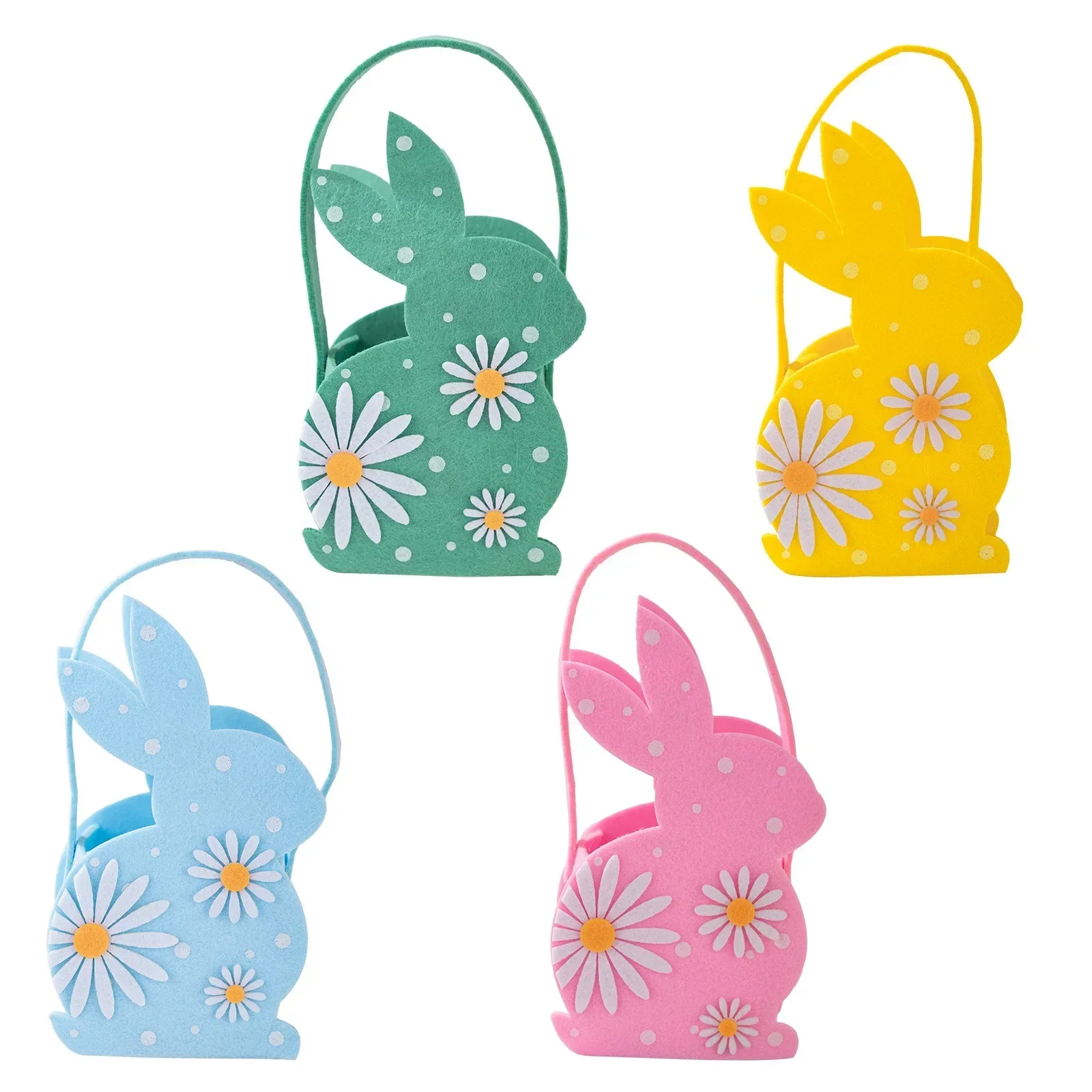 Easter Day 3D Rabbit Felt Candy Handbag Colorful Rabbit Basket Dasiy Bunny Gifts Packaging Bags Happy Spring Easter Party Decor