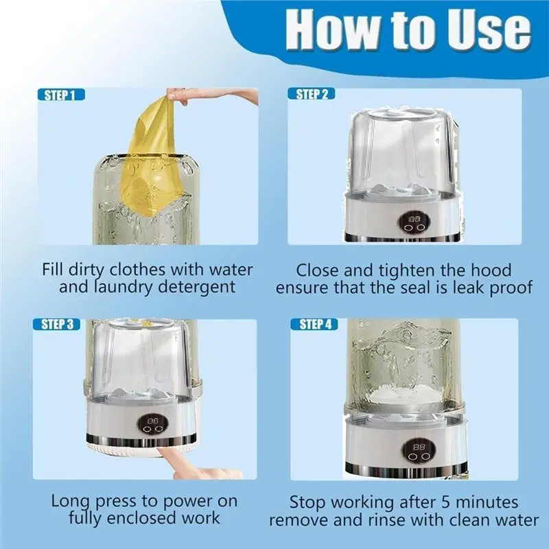 L73A 2025-كوب غسيل ذكي محمول لاسلكي مع شاشة LCD، لحمالة الصدر والملابس الصغيرة والمنزل والفندق والتخييم