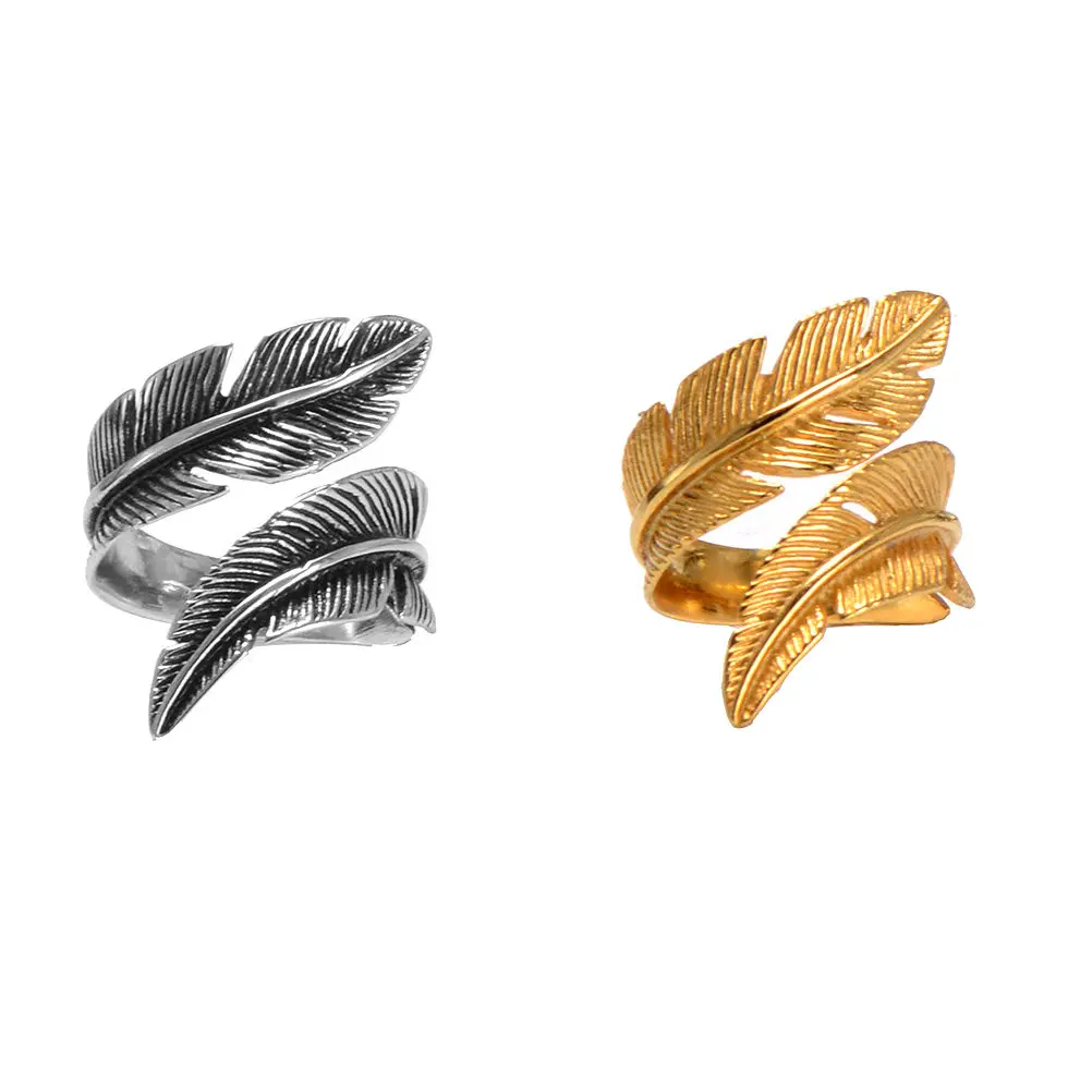 Men Vintage Ring Stainless Steel Size 9 Golden Chic Fashion Finger Ring Creative Jewelry for Prom Engagement Party