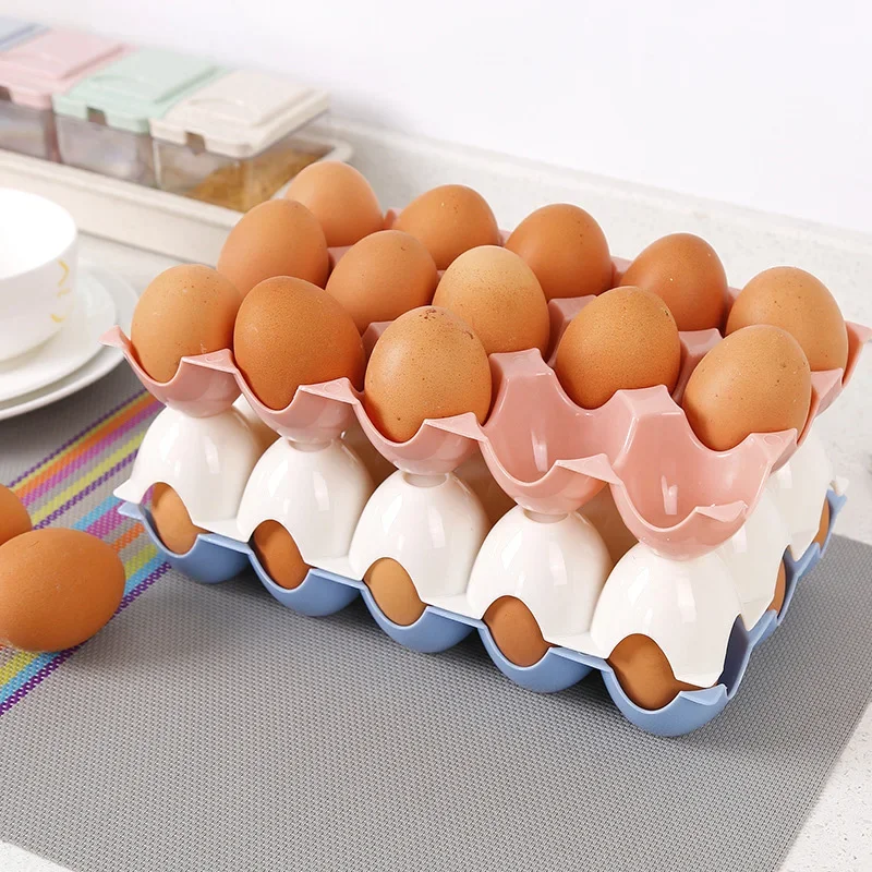 15 Grids Pack Egg Storage Box Stackable Anti-collision And Broken Egg Tray Holder For Household Kitchen Refrigerator Organizer