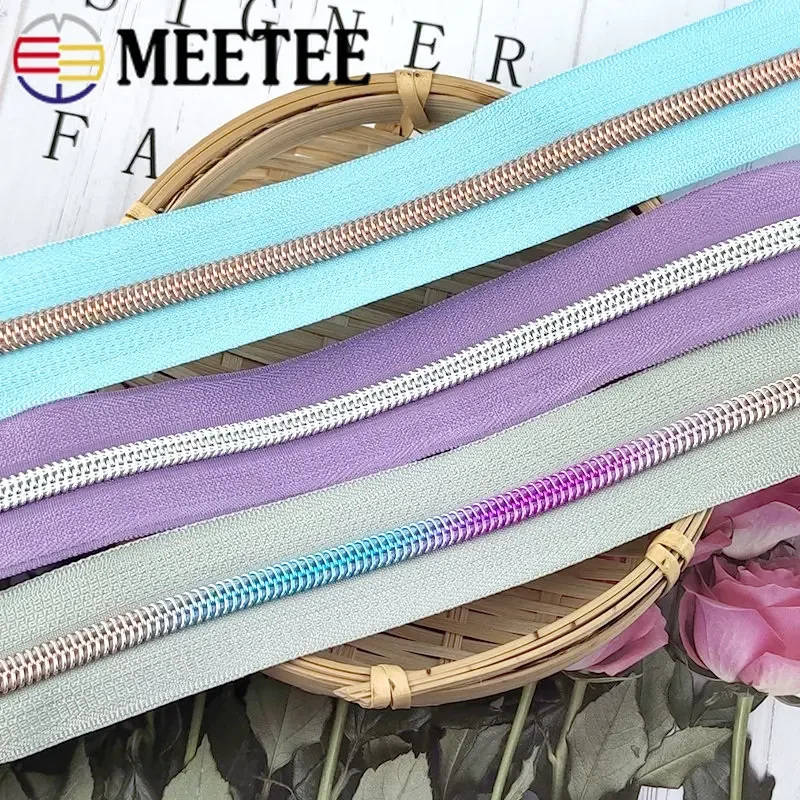 2-10Meters Meetee 5# Nylon Zipper Tape Colored Zippers Roll for Sewing Coat Luggage Repair Kit Garment Zip Accessories