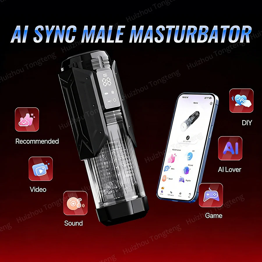 APP LED Automatic Male Masturbator Cup 7 Sucking Rotating Licking Thusting Modes Pocket Pussy Stroker Blowjob Sex Toys For Men