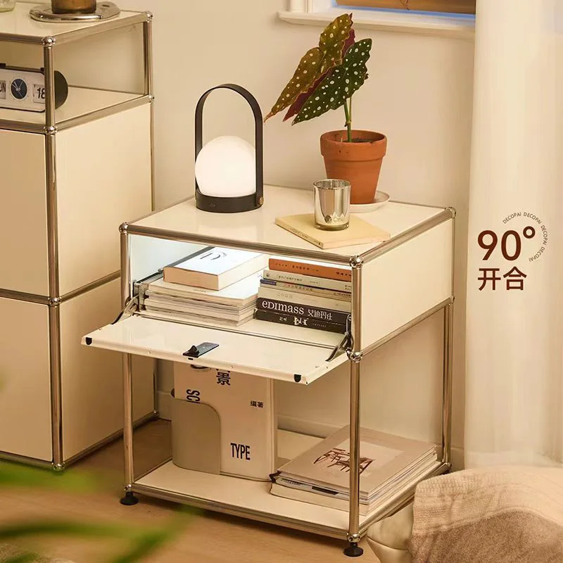 LMM Cream Wind U Module Combination Bedside Table Stainless Steel Module Combination Cabinet