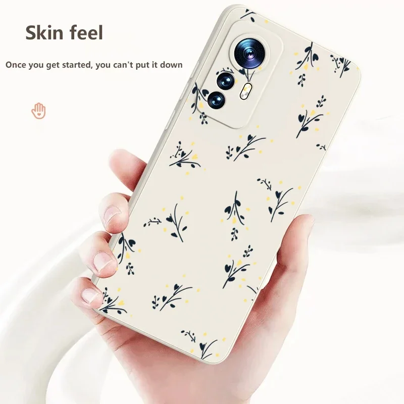 Nice Flowers Square Silicone Phone Case For Xiaomi Poco M6 X6 X5 X3 F5 Pro C65 Mi 13 12 11 Lite 5G NE 14 13T 13 12T 12X 12 Cover