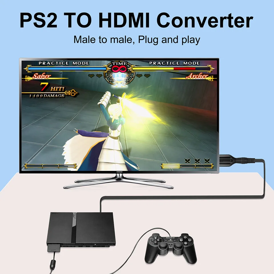 Адаптер PS2-HDMI для аудио-и видеоконвертера 480i/480p/576i для PS1 PS2 на выход HDMI 720p 1080p для всех режимов отображения PS2