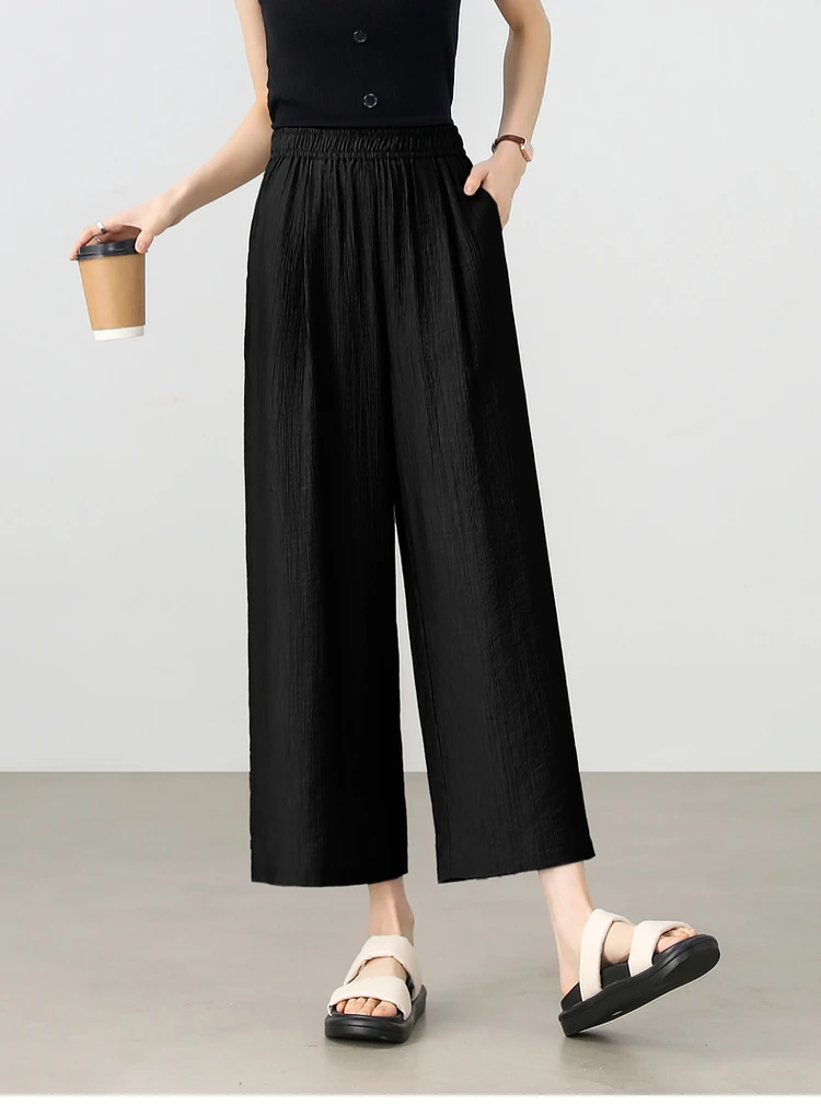 SENTUBILA Lyocell Straight-leg Trousers Woman Summer 2025 New Collection Pleated Eight-point Pants Clothing Female 152K57770