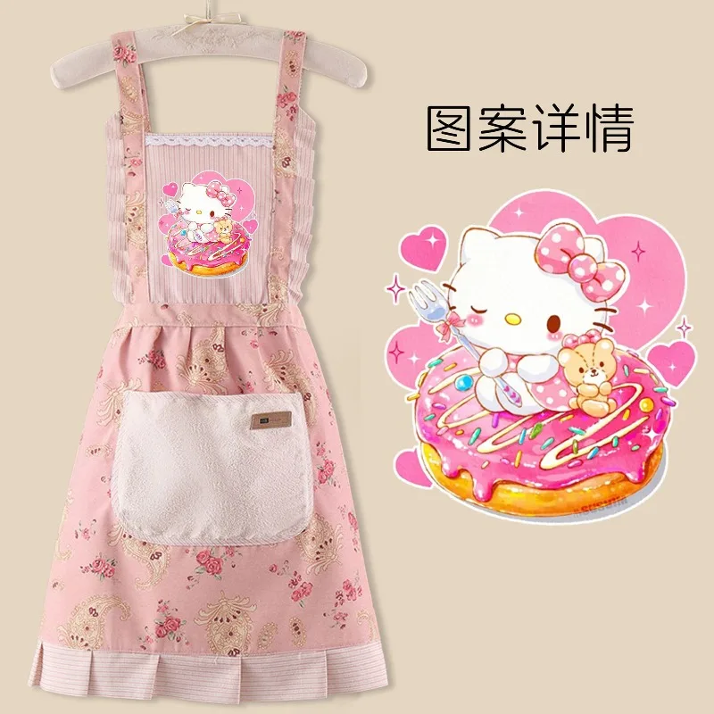 مريلة هالو كيتي، شخصية كرتونية لطيفة، مريلة خصر مطبخ مبتكرة وأنيقة، ملابس عمل مقاومة للبقع والزيت