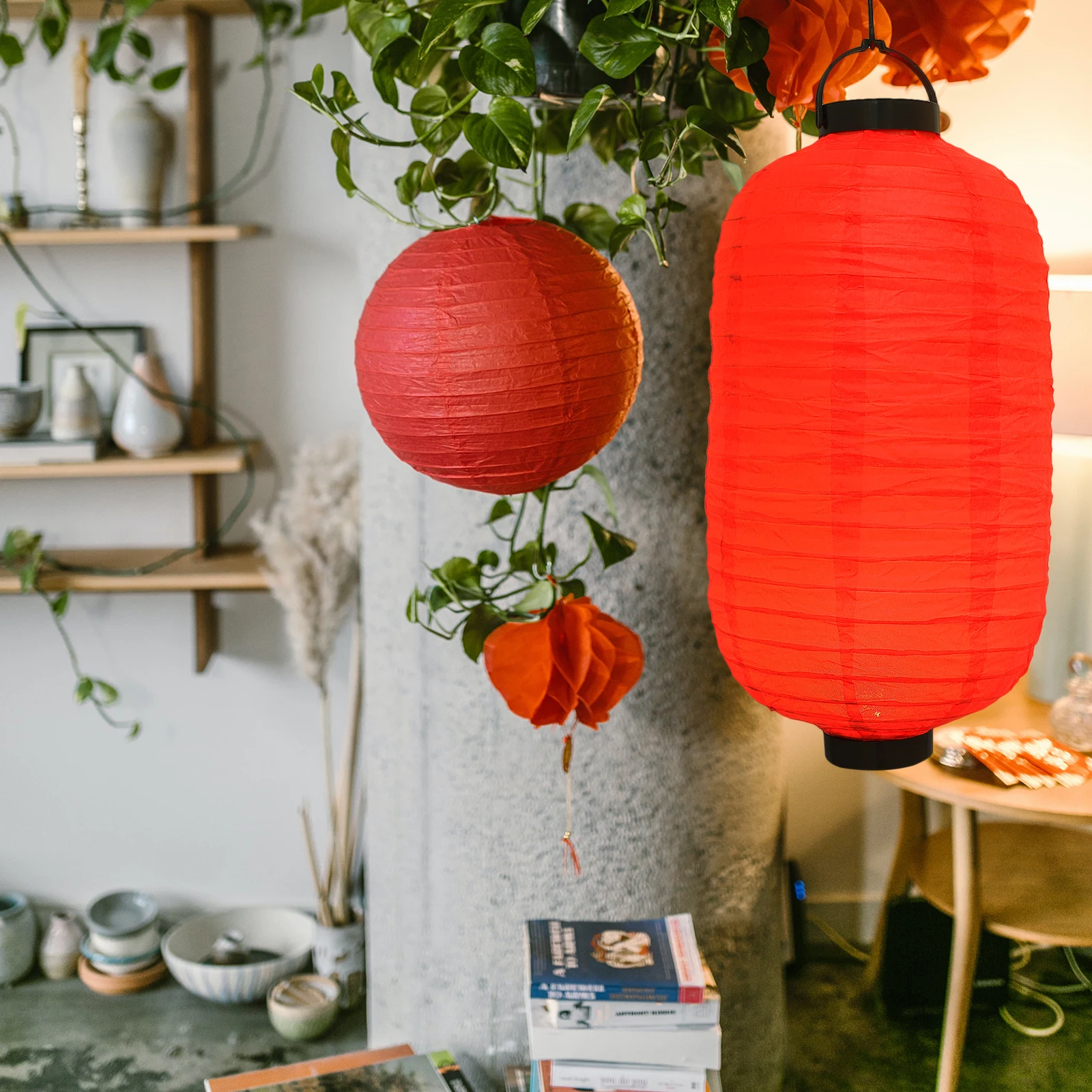

LED Powered Paper Lanterns Red Hanging naments Home Decorations Festival Bedroom Night Scenes Reusable High Quality