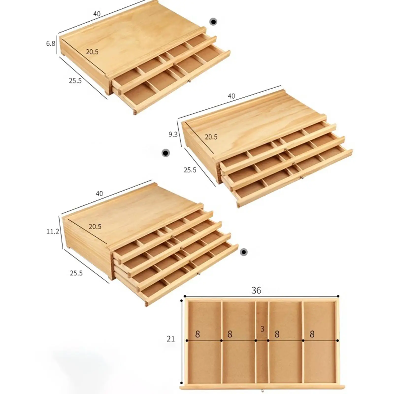 Artist Supply Storage Box with Drawer Multifunctional Portable Wood Art Supplies Organizer for Pencils Brushes Painting Tools