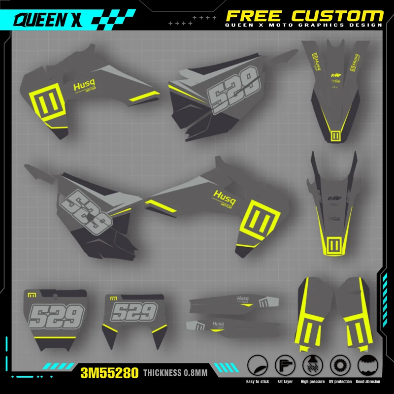 Queen X MOTOR Graphics Stickers Decal Kits For Husqvarna TC85 2018 2019 2020 2021 2022 2023 012