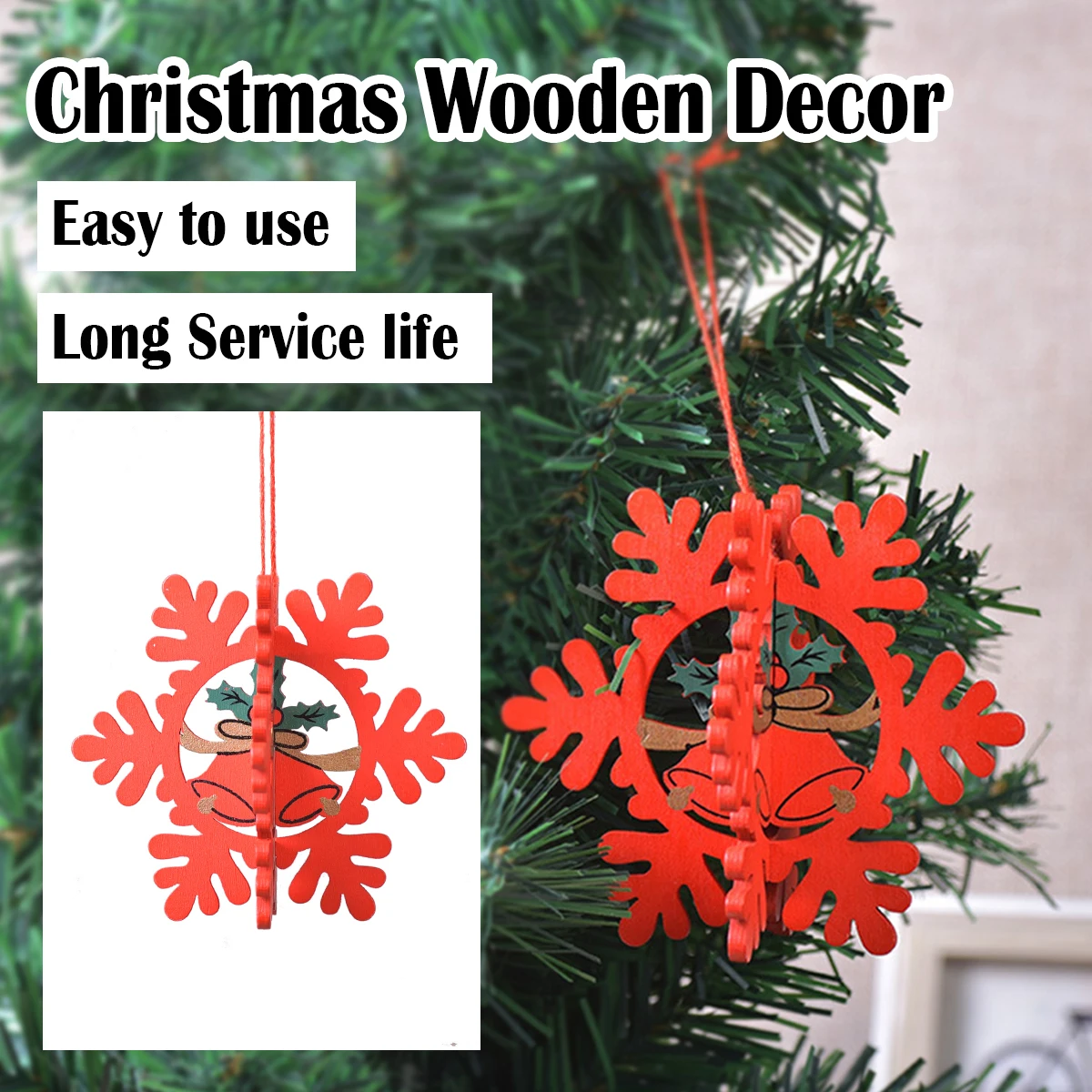 Kerst Houten Hangers Voor Kerstboom Star Bell Cartoon 3D Een Sneeuwvlokken Hanger Kleine Decoraties Gift Party Accessoires Sterren