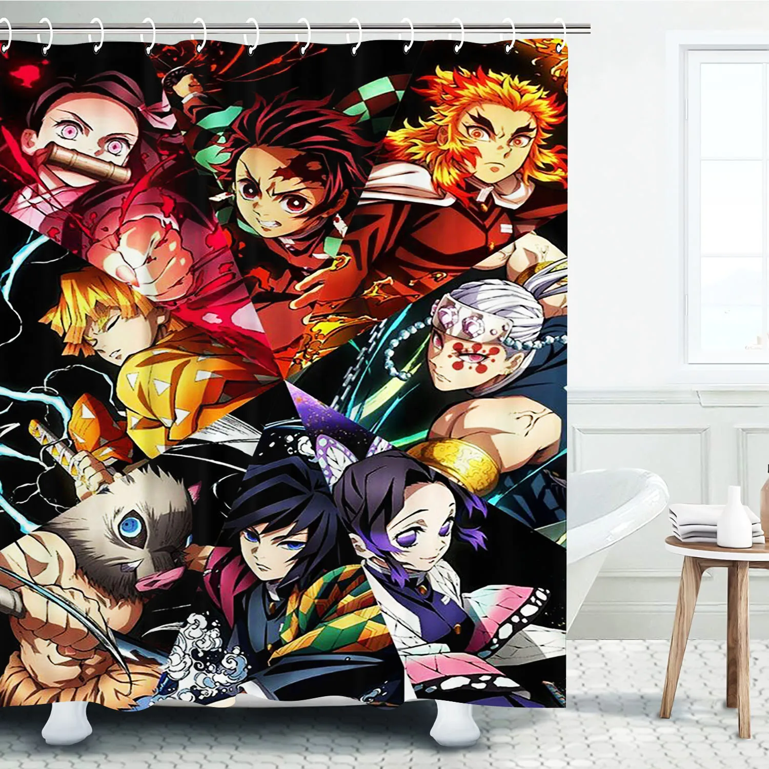 Demon Slayer: Kimetsu no Yaiba Bathroom Curtains Accessories Sets Luxury Shower Curtain Bath & Items Cute Waterproof Funny Anime