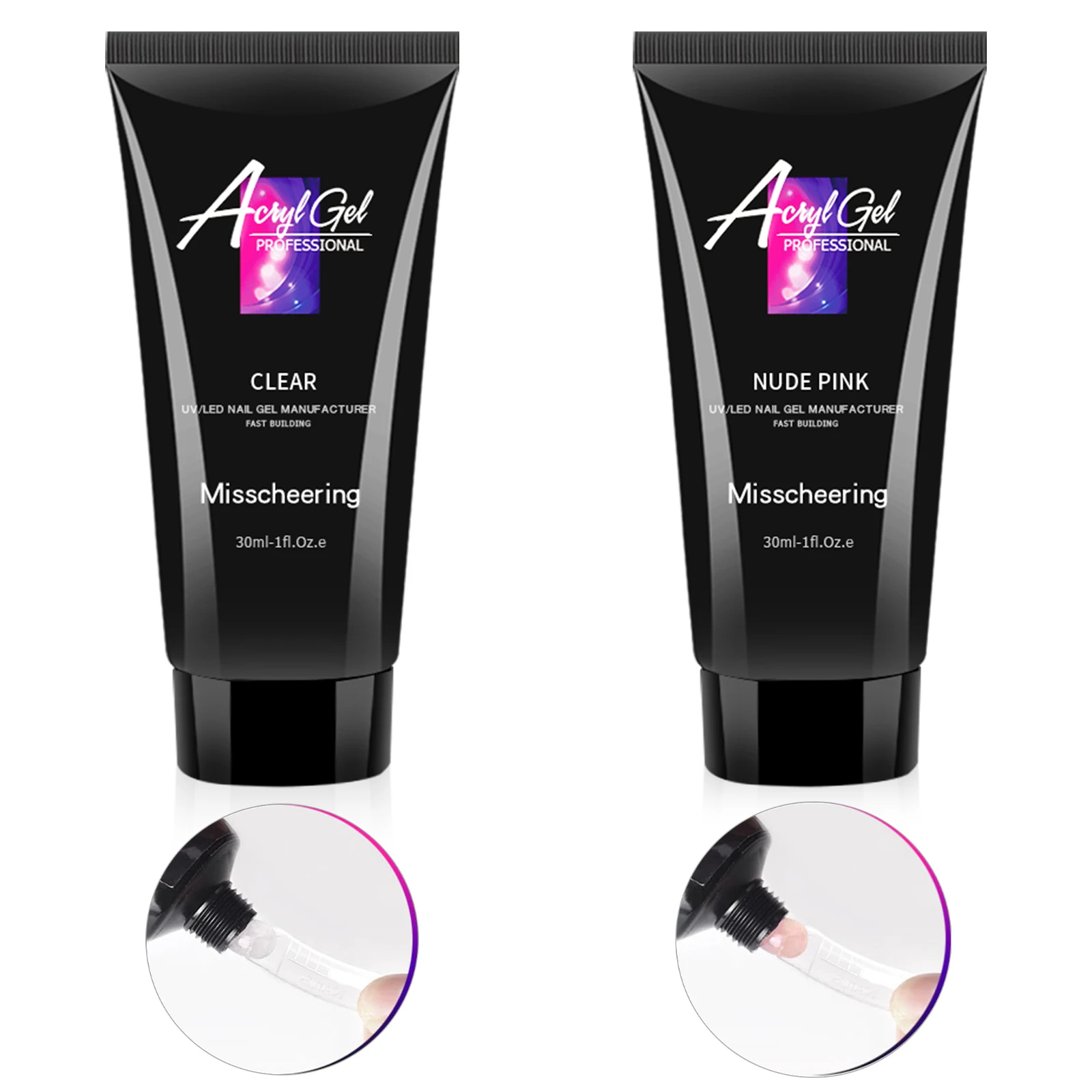 2-teiliges Poly-Gel-Nagelverlängerungsset 30ml Klar Nude Rosa UV LED Acrylgel für schnellen Nagelbau Nagelkunst DIY Salon Maniküre-Werkzeug – Detail 4