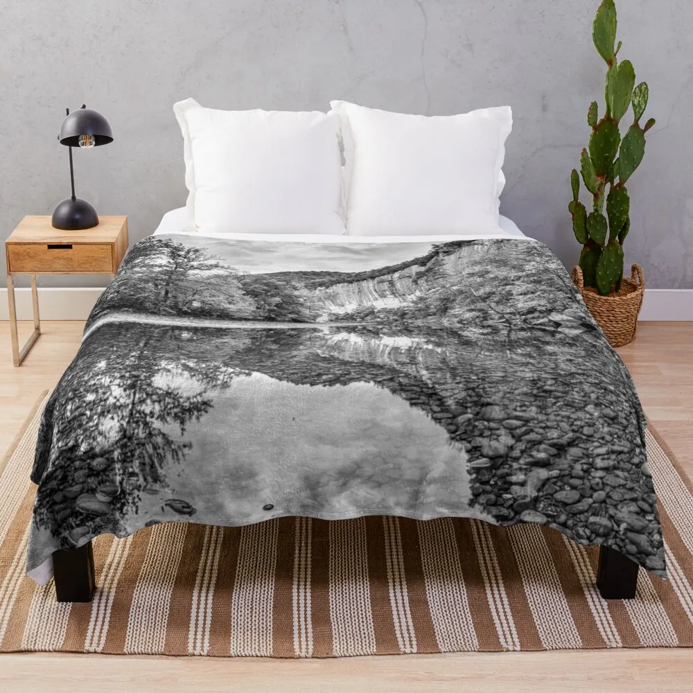 Ethereal Monochrome Majesty At Roark Bluff Throw Blanket Hairy Large manga Hairys Blankets