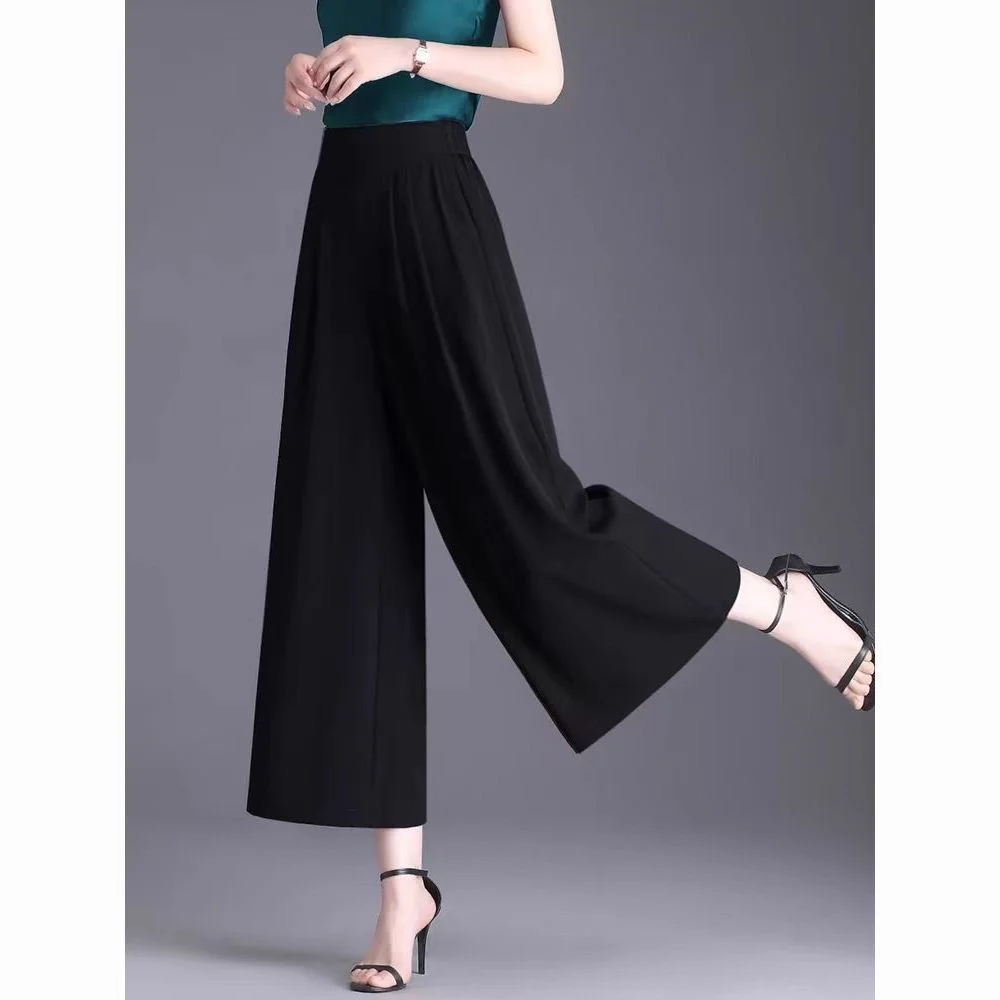 High Waist Drapey Wide Leg Pants for Mom Spring Autumn New Style Loose Casual Pants for Women Middle Aged And Elderly