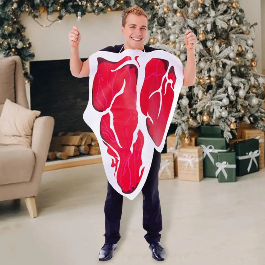 Steak Costume Funny Party Costume Fake Steak Neck-hanging Costume for Halloween Party Cosplay Stage Performance Bright Color