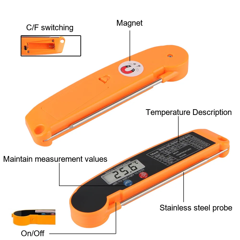 Grill Küche Kochen Lebensmittel digitale Küche Lebensmittel Thermometer heißer Verkauf für Fleisch Wasser Milch Sonde elektronische Ofen Thermometer
